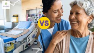 Elderly patient receiving home care services in Bangalore from caregiver